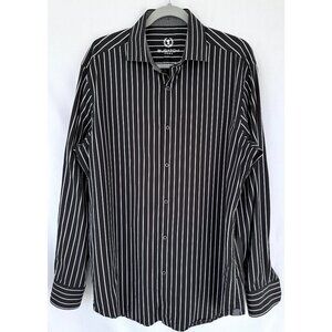 Bugatachi - Uomo | Button Up Long Sleeve | Black and White Striped | Size L